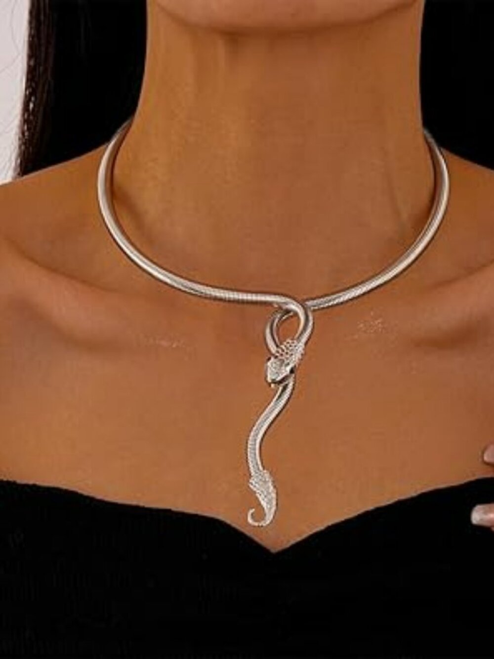 NEW Silver Bendable Snake Necklace Punk Adjustable Snake Shape Medusa Choker